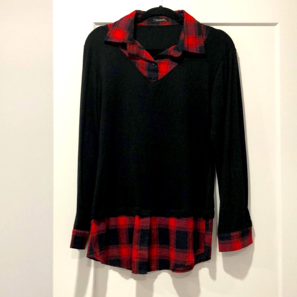 Black & Res Buffalo Plaid Top